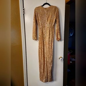 Fashion Nova Gold Sequin Maxi Dress